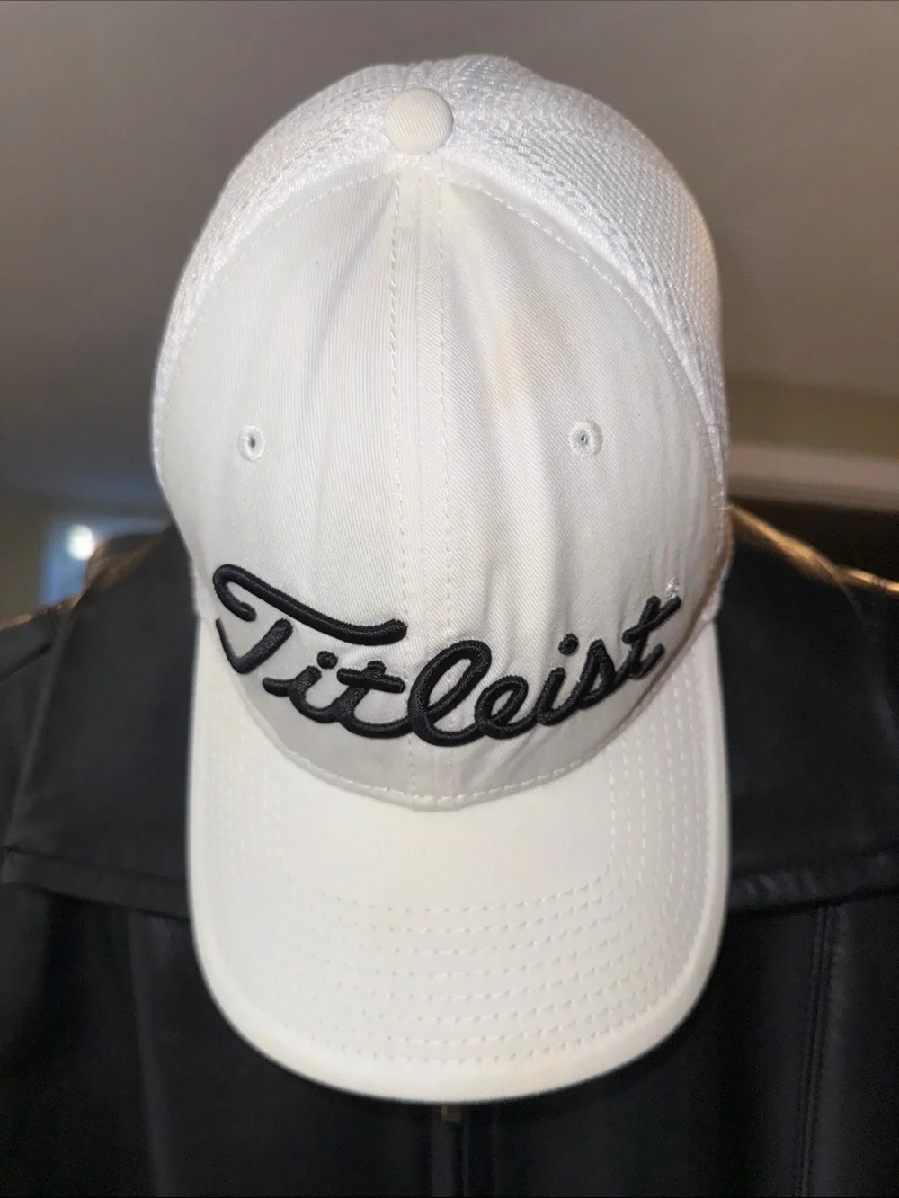 Titleist New Era Fitted Pro V1 White Cap with Black Script Medium-Large